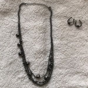 Black necklace and earrings
